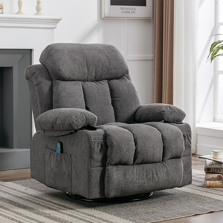 WAYFAIR Sumyeg Recliner Chair Velvet Upholstered Swivel Recliner