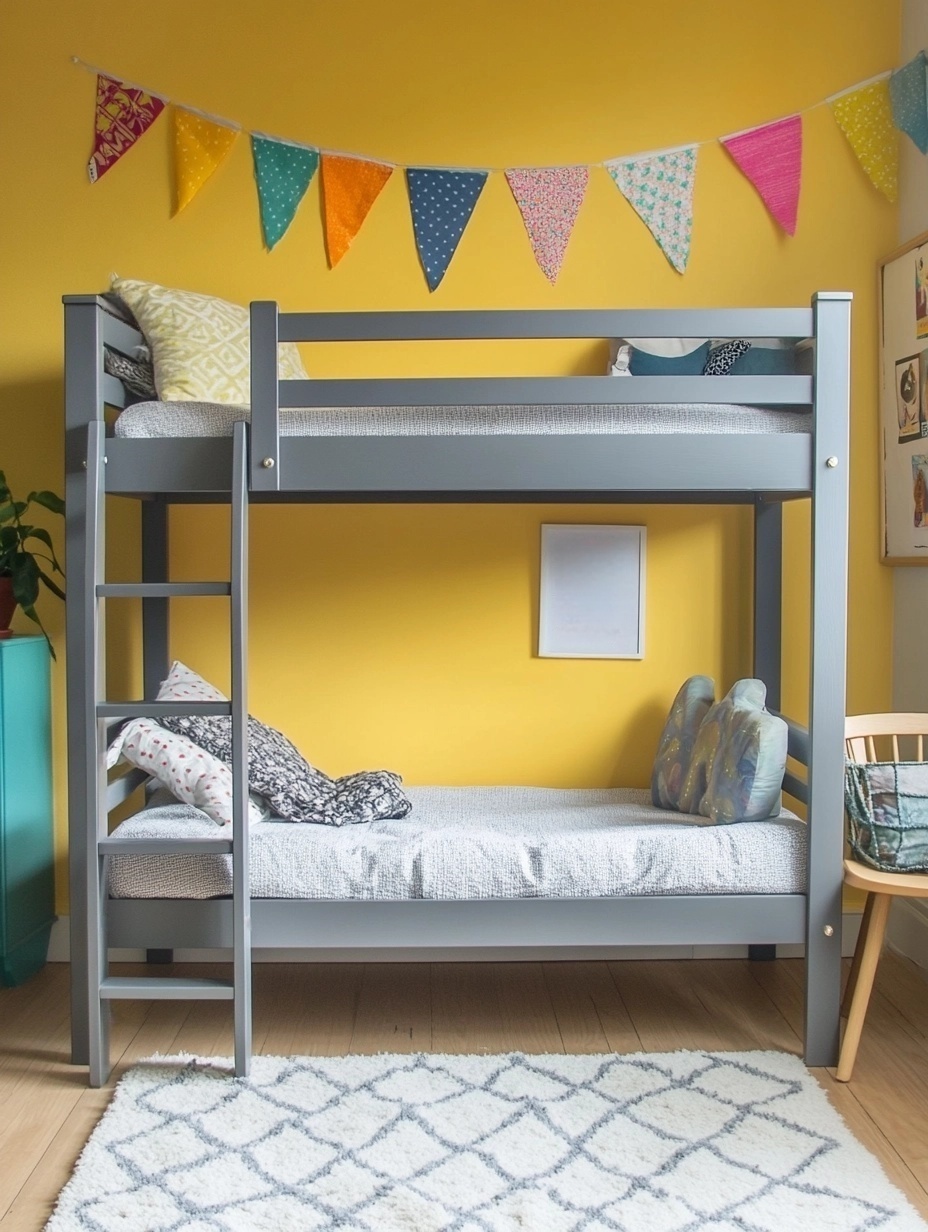 Cama litera madera infantil,gris,pino macizo,adecuada para dormitorio infantil,198x98x160 cm