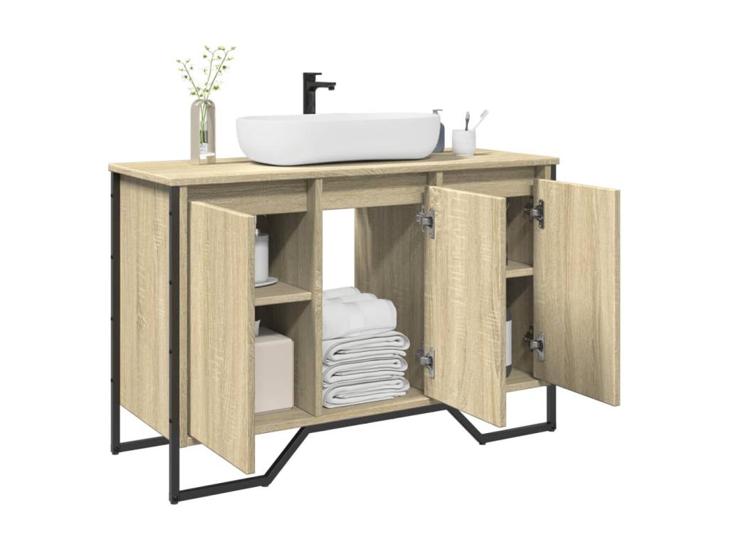Mueble lavabo de baño roble Sonoma 91x35x60 cm