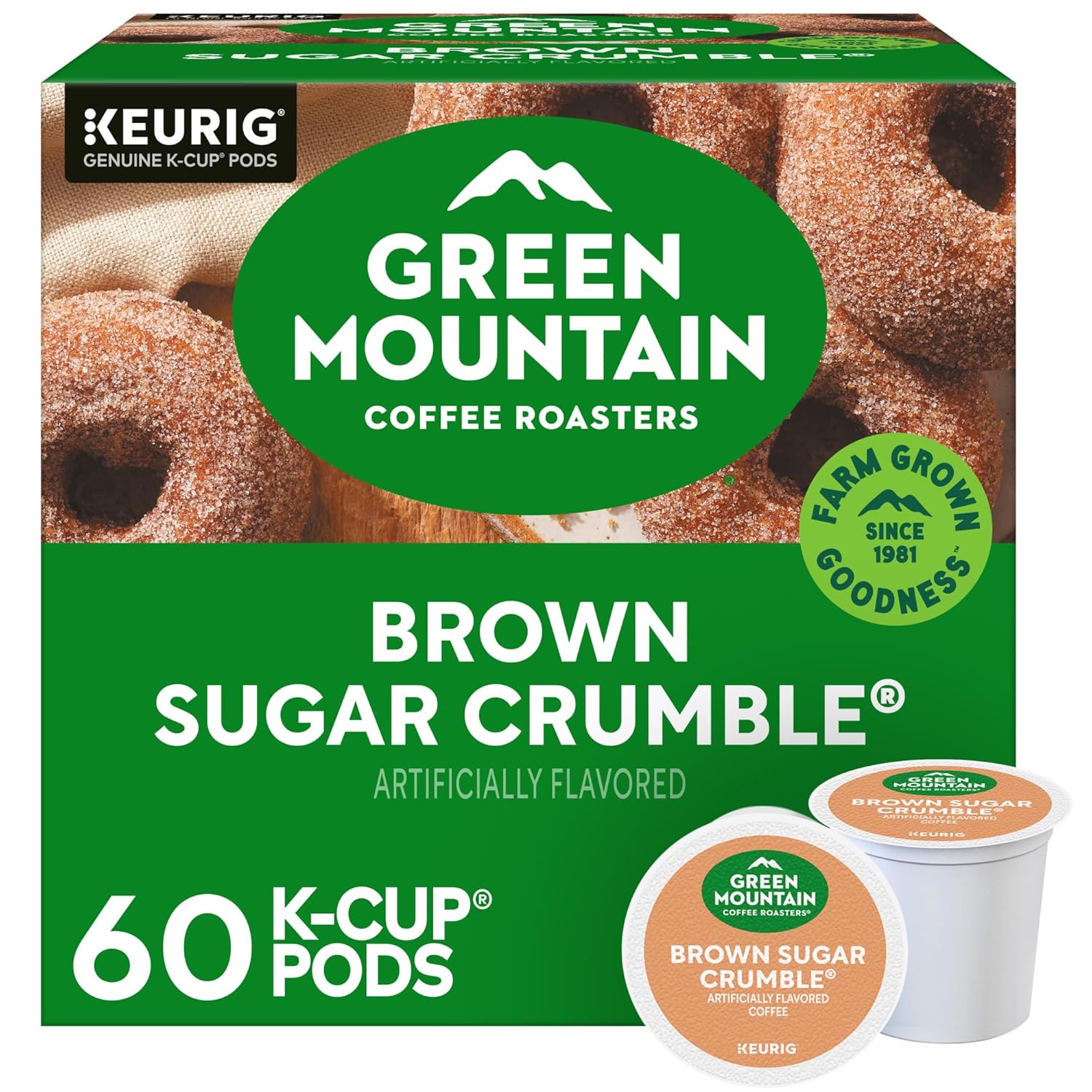 Green Mountain Coffee Roasters Brown Sugar Crumble Keurig Single-Serve K-Cup pods. Medium Roast Coffee. 60 Count (6 Packs of 10)