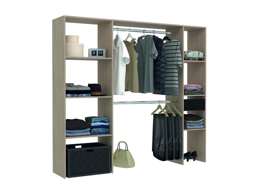 Vestidor 6 estantes - 1 cajón - 2 armarios 198x40x180 Nestleano