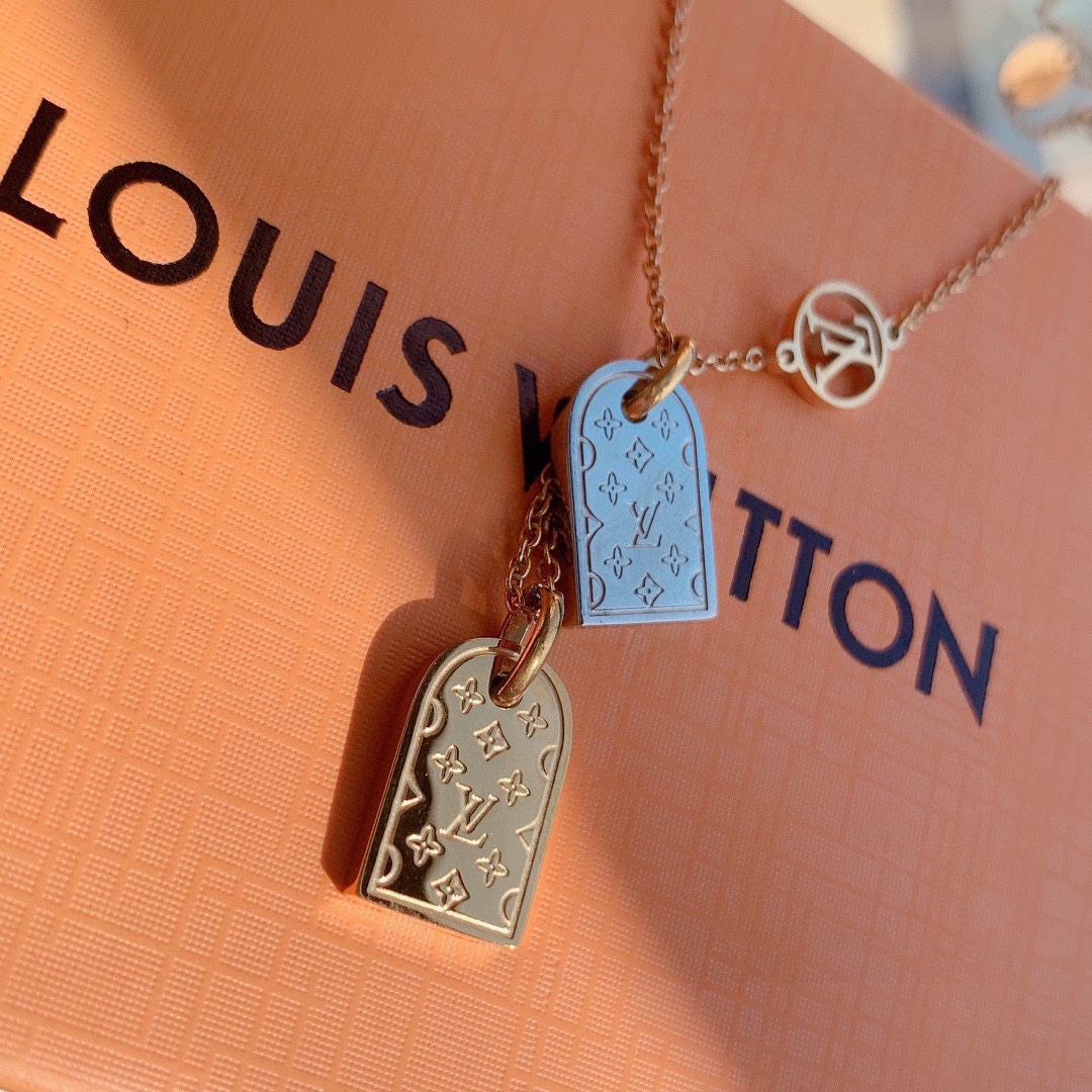 Louis Vuitton Gold and Silver Tags Pendant Necklace - Original Replica Club
