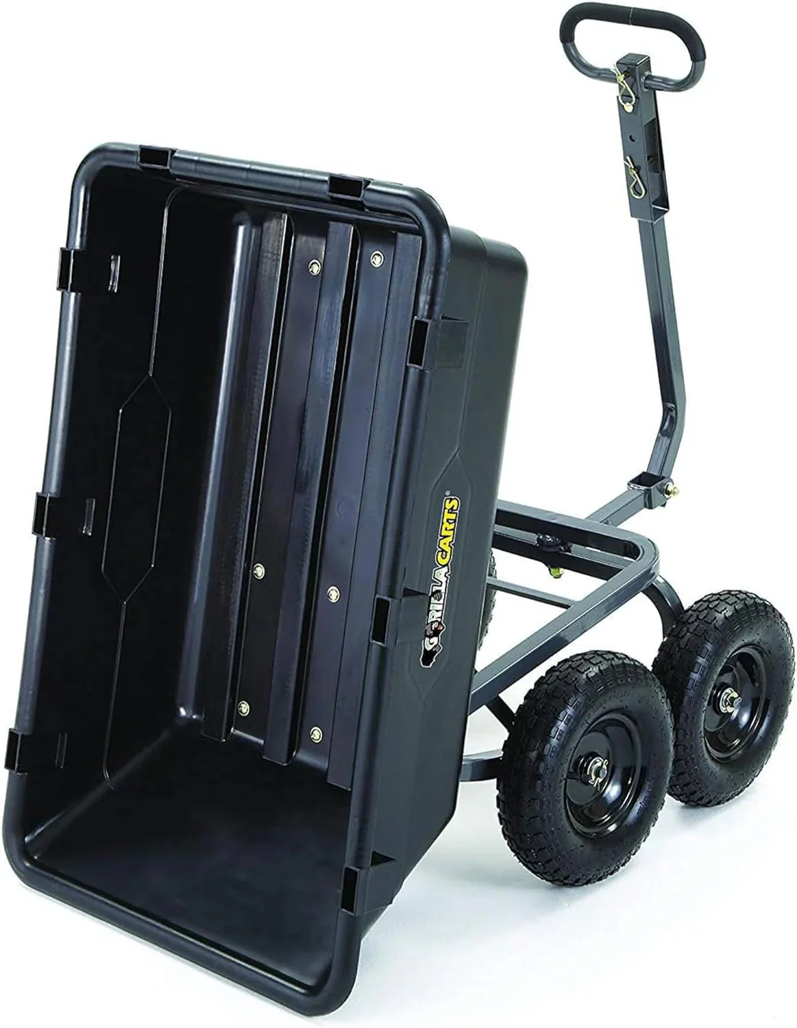 Heavy Duty Poly Utility Dump Wagon Garden Cart w/Pneumatic Tires, 6 Cu Ft - 1200 lb Capacity Outdoor Wheelbarrow for Yard, Landscaping & Gardening, Lawn Tractor or ATV Towable-Gorilla Carts
