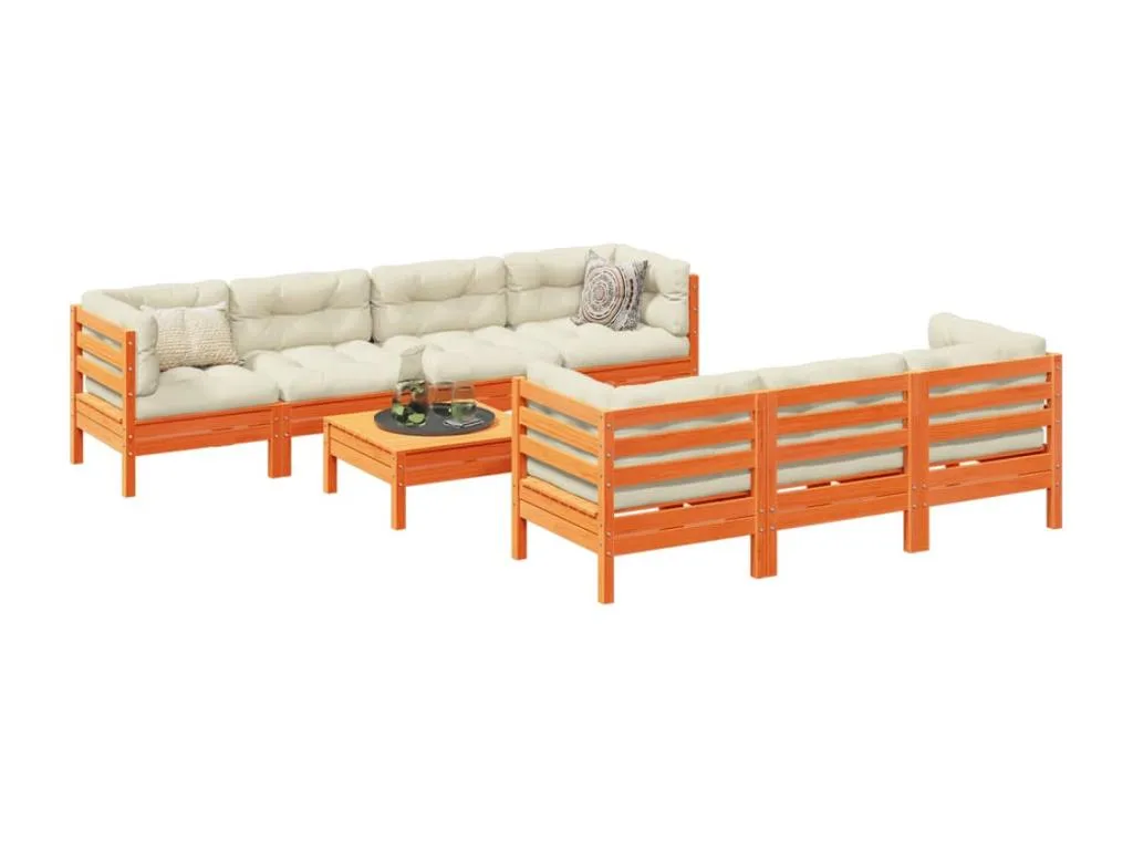Set de sofás jardín 8 piezas con cojines Homepleno marrón cera 39811vhtj