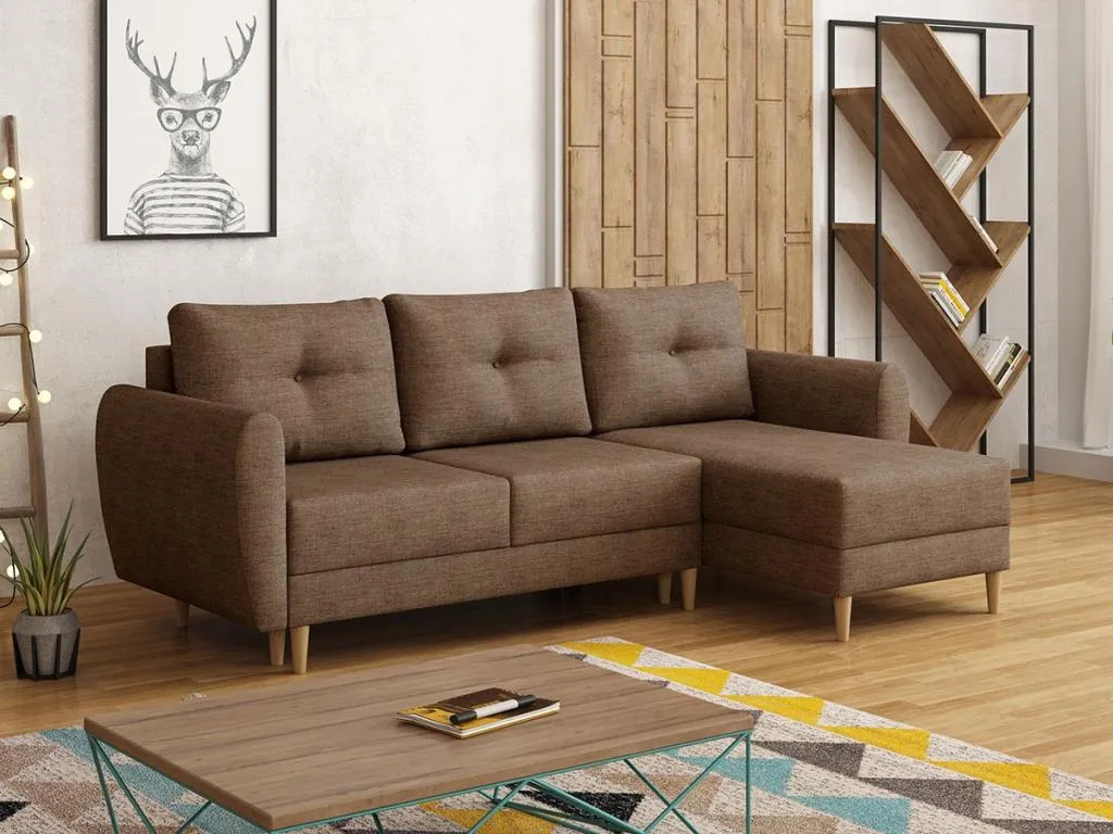 Sofá rinconero Jmmhogar 105 Marrón Función de descanso Caja de ropa de cama 235x145cm