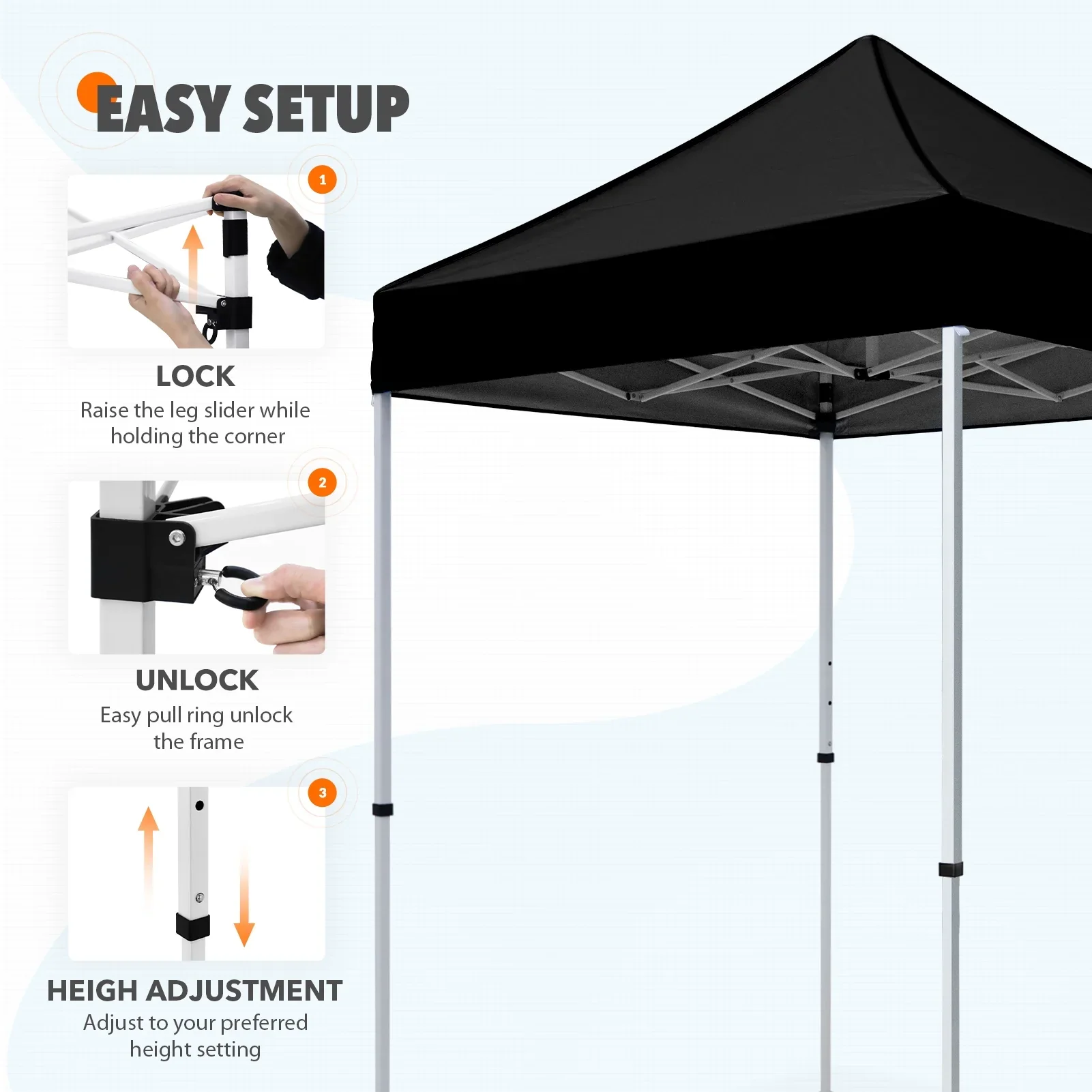 EAGLE PEAK 5x5 Pop up Canopy Tent Instant Outdoor Canopy Easy Set - up Straight Leg Folding Shelter（blue）