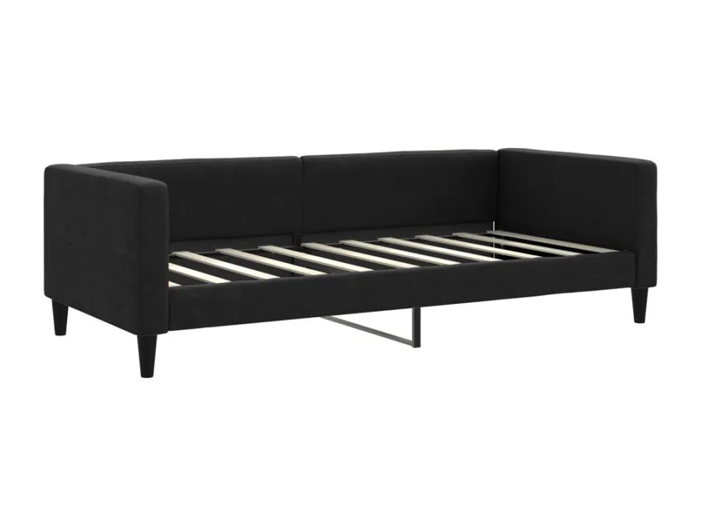 Sofá cama con colchón tela negro 90x190 cm