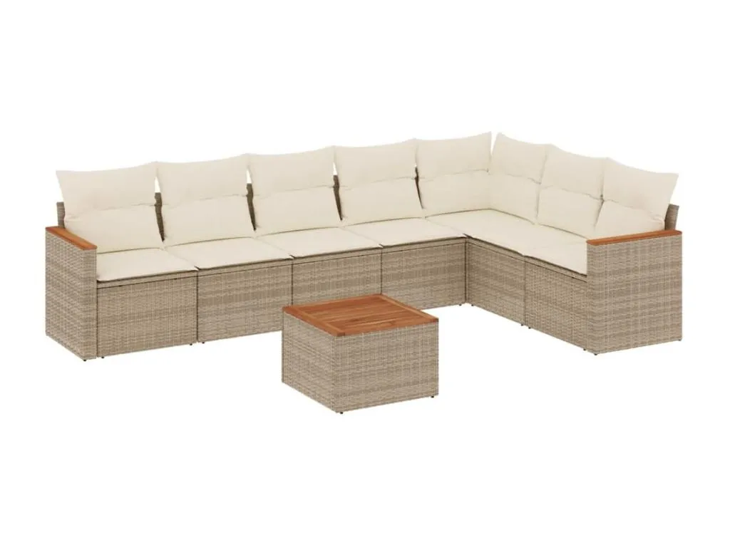 Juego de 8 piezas de sofás de jardín con cojines beige en ratán PE yuhv26278