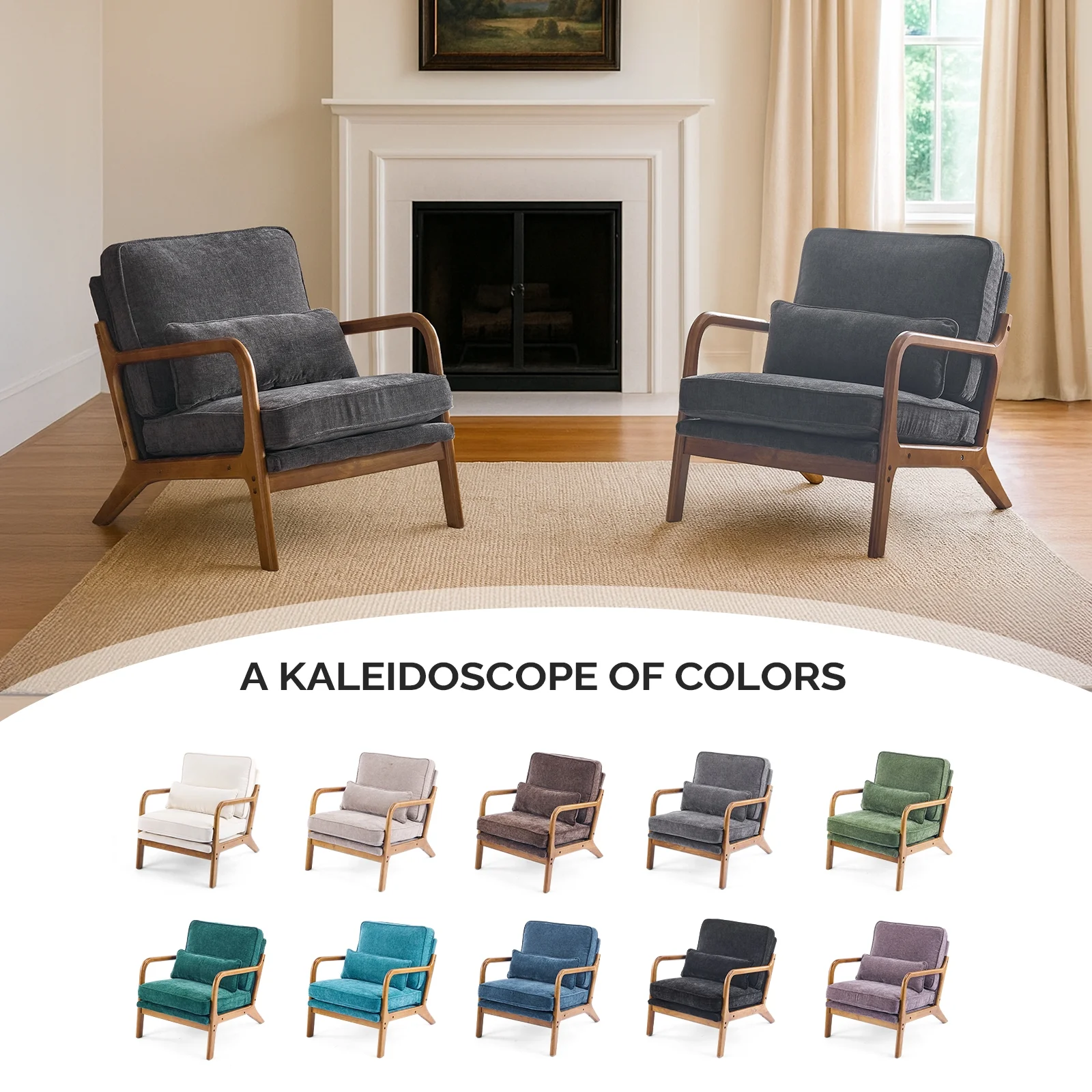 Ktaxon Accent Chair Corduroy Upholstered Armchair, Reading Club Chair with Pillow and Solid Wood Frame for Living Room Bedroom Furniture Off White - Image 138