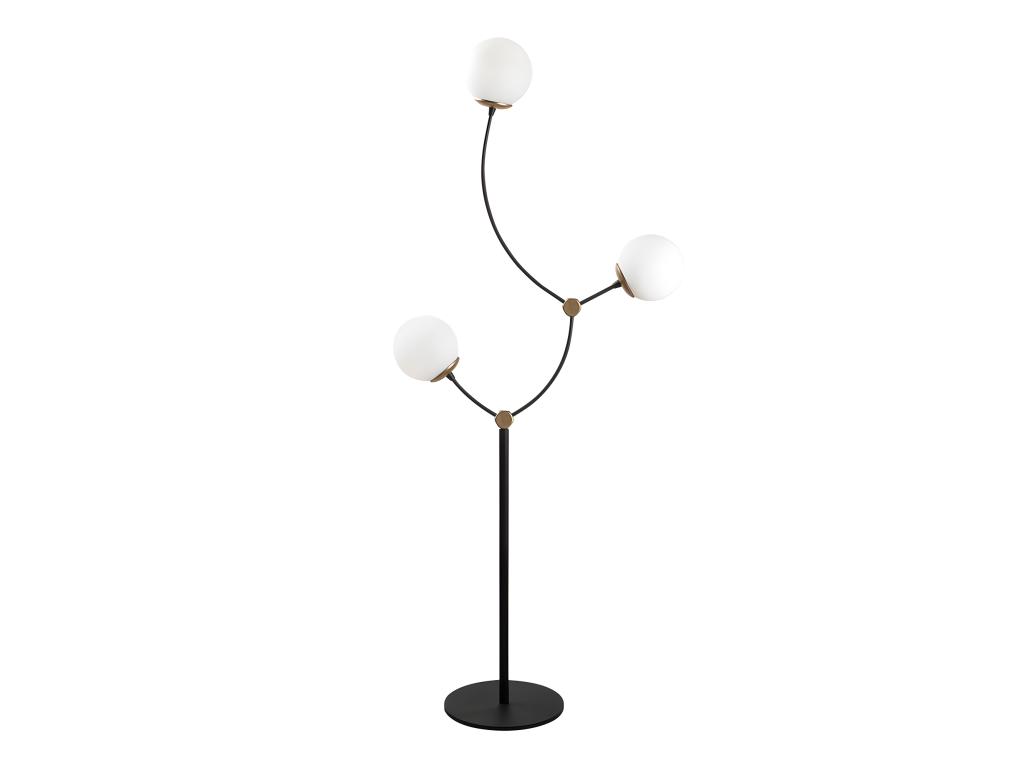 Lámpara de pie Mosoma con 3 brazos de metal y esferas de cristal H151cm 3xE27 - Negro