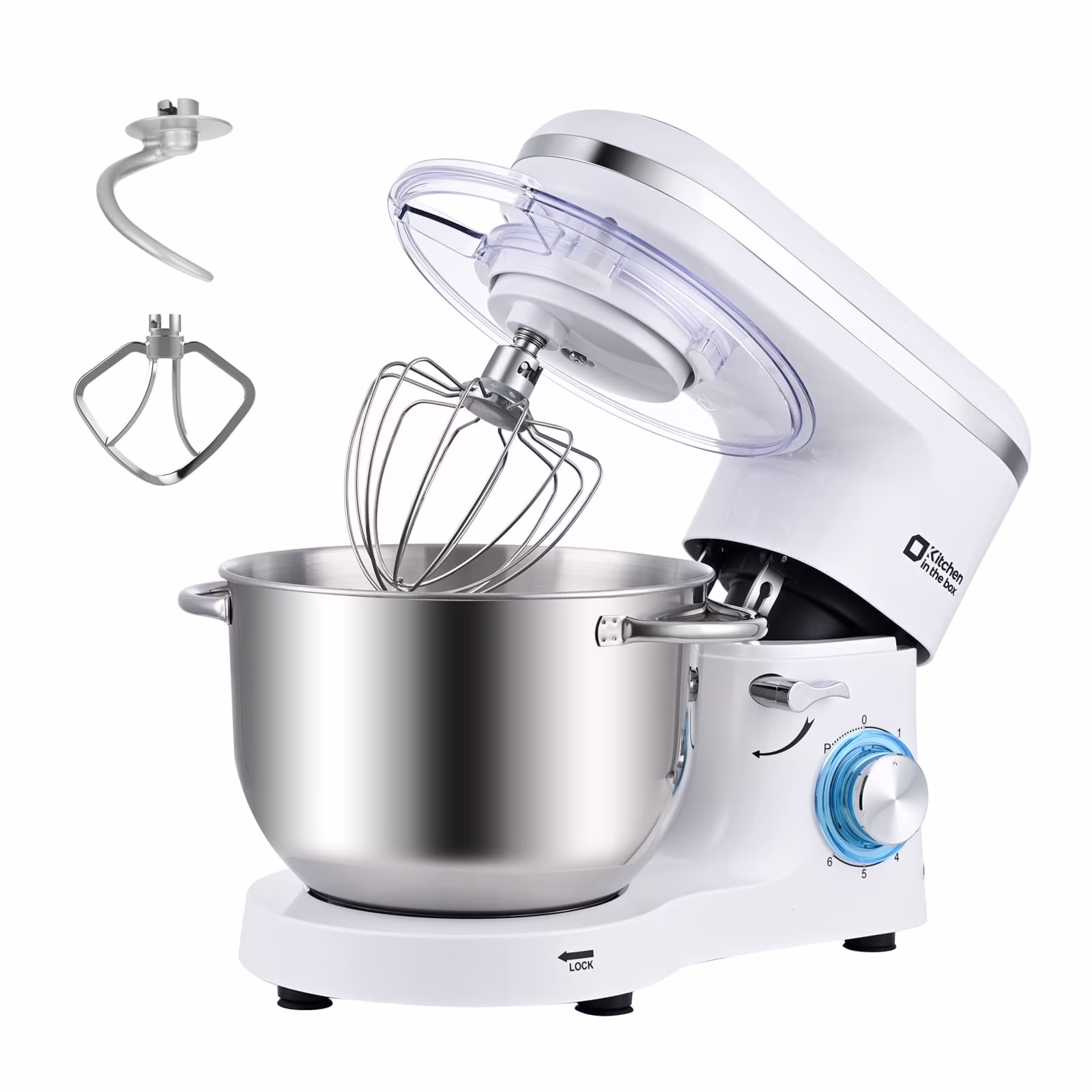 Kitchen in the box Tilt-Head Stand Mixer, Electric Kitchen Mixer with 6.5QT Stainless Steel Bowl, 660W Food Mixer with 6-Speed, Black - Image 5