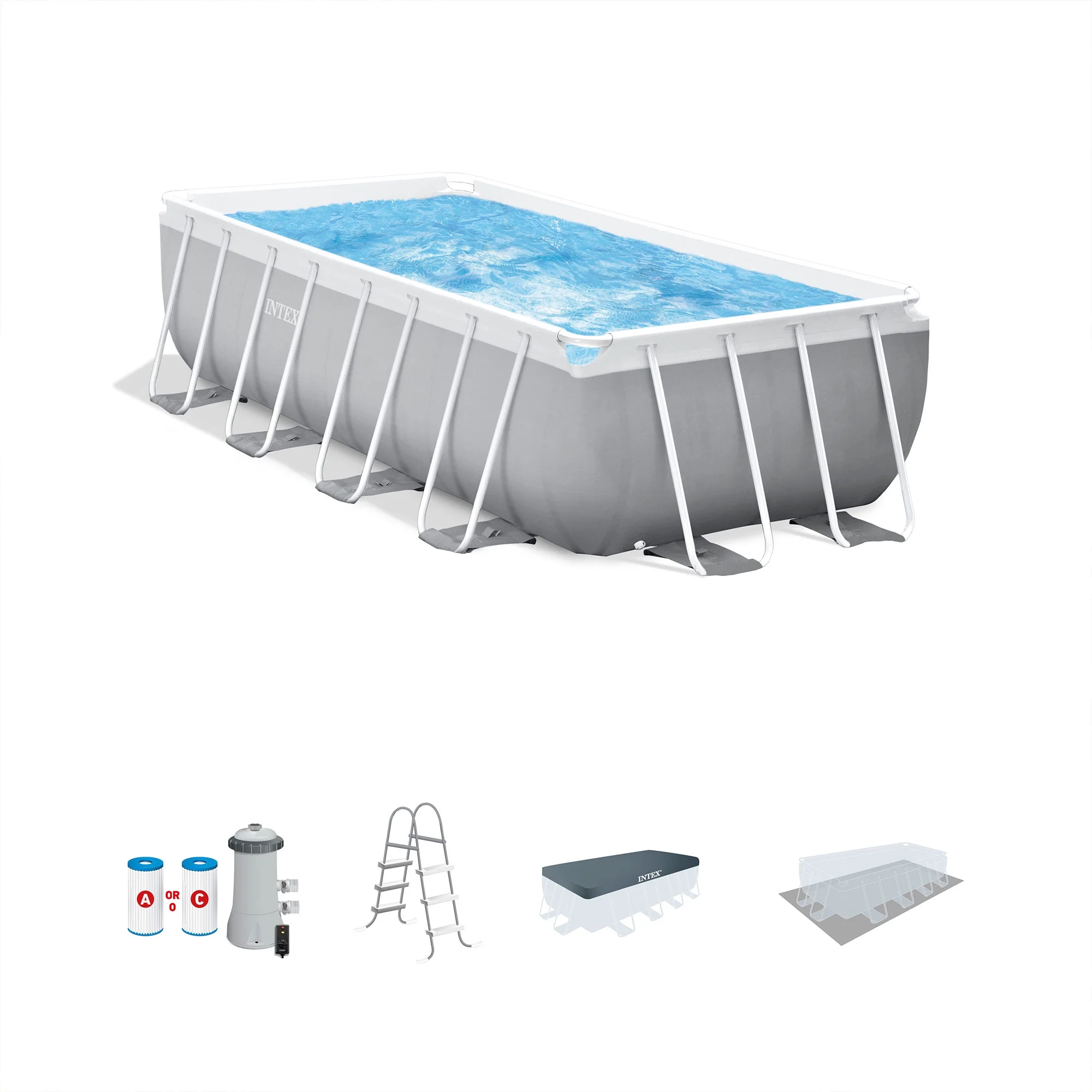 Open Box Intex 16' x 42" Prism Frame Rectangular Above Ground Swimming Pool Set - Image 9