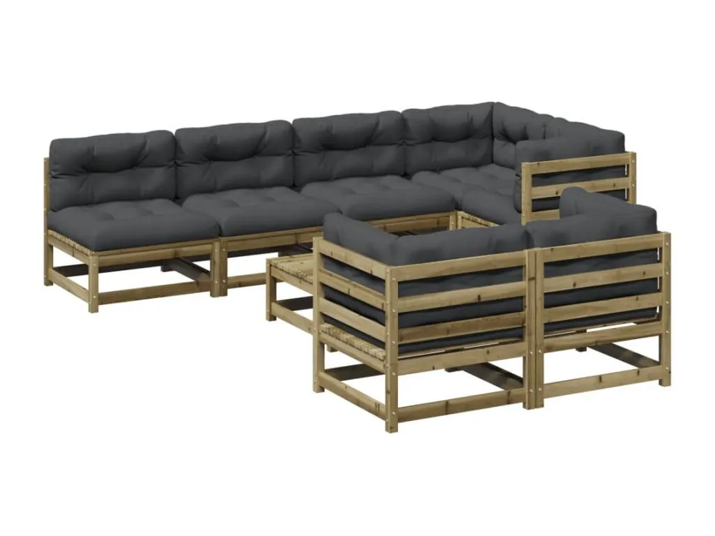 Set de sofás jardín 8 piezas con cojines Hogarsens impregnada