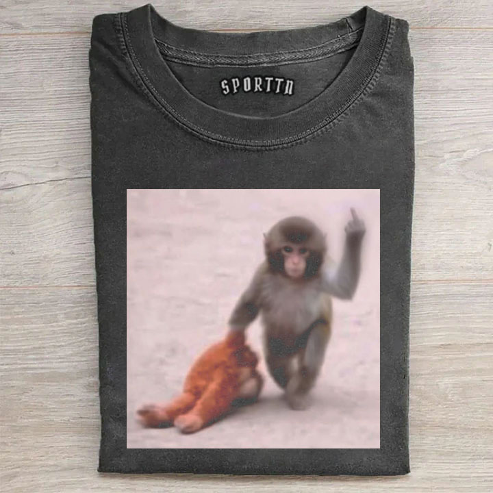 Punch-kun Monkey Meme Graphic T-shirt