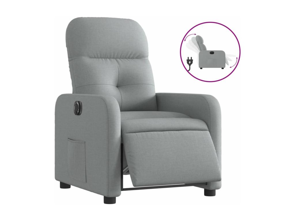 Sillón reclinable eléctrico tela gris claro