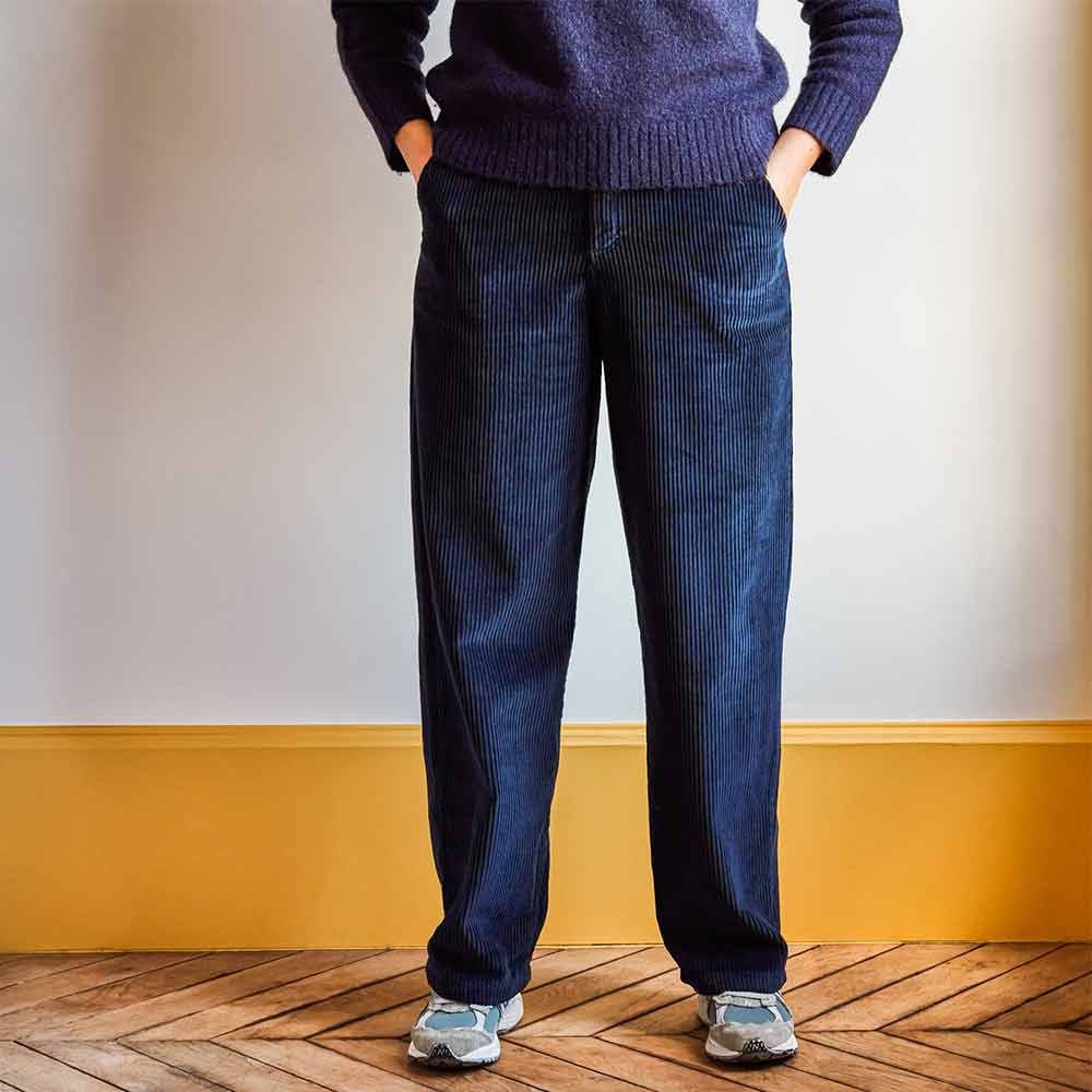 Merci - Pantalon en velours côtelé - Bleu Marine