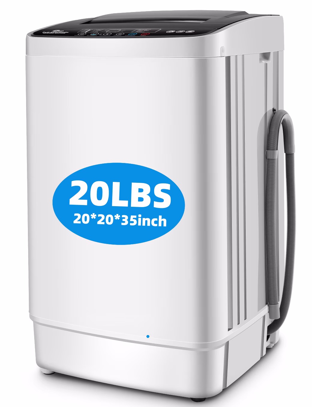 Veeboto 20lbs Fully Automatic Washing Machine, Washer Machine with 10 Wash Programs/8 Water Levels, Portable Washing Machine with LED Display & 1 Adjustable feet, White