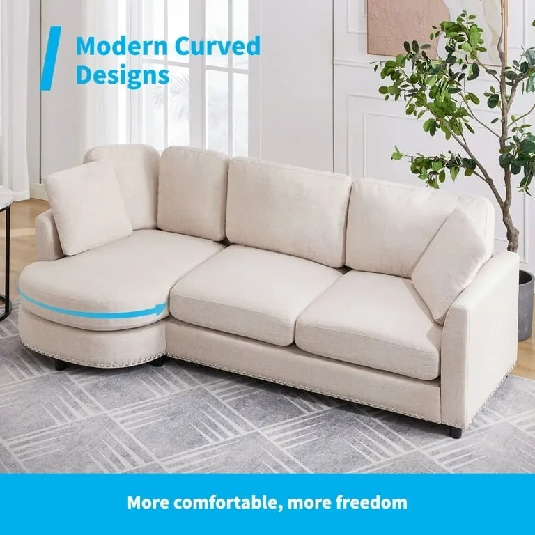 L Shape Sectional Sofa with Chaise and Cushioned Seating