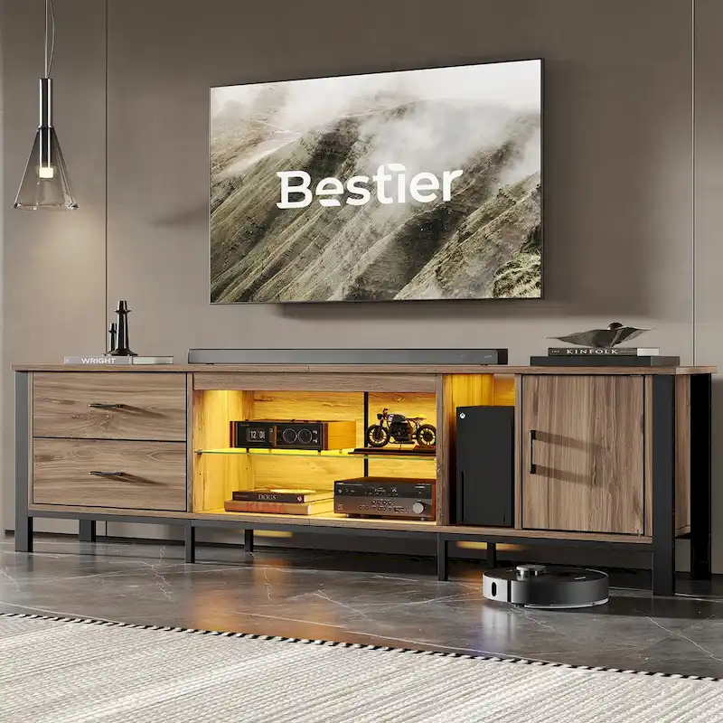 Contemporary 80-Inch TV Stand for 75/80/85 Inch TVs with 2 Drawers