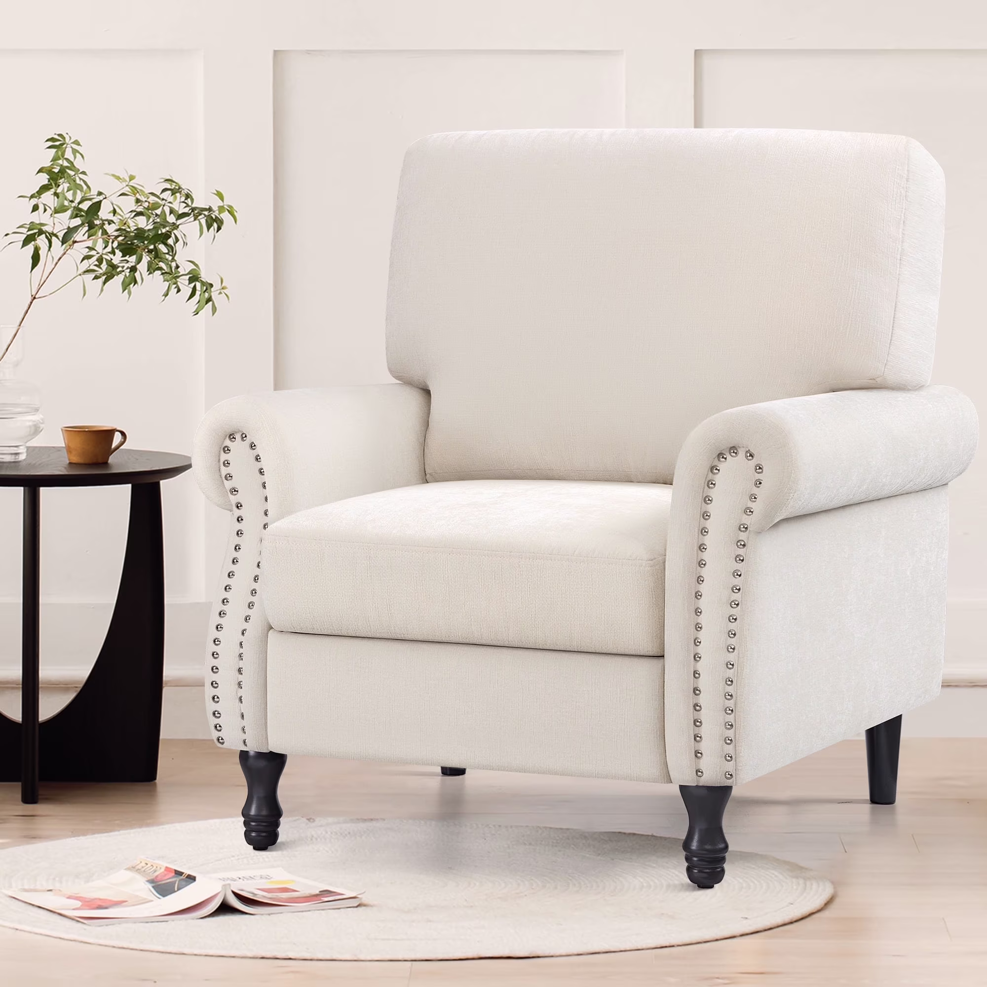 COOLHUT Modern Accent Chair Armchair, Linen Fabric Upholstered Comfy Single Sofa with Solid Wood Frame for Living Room, Gray