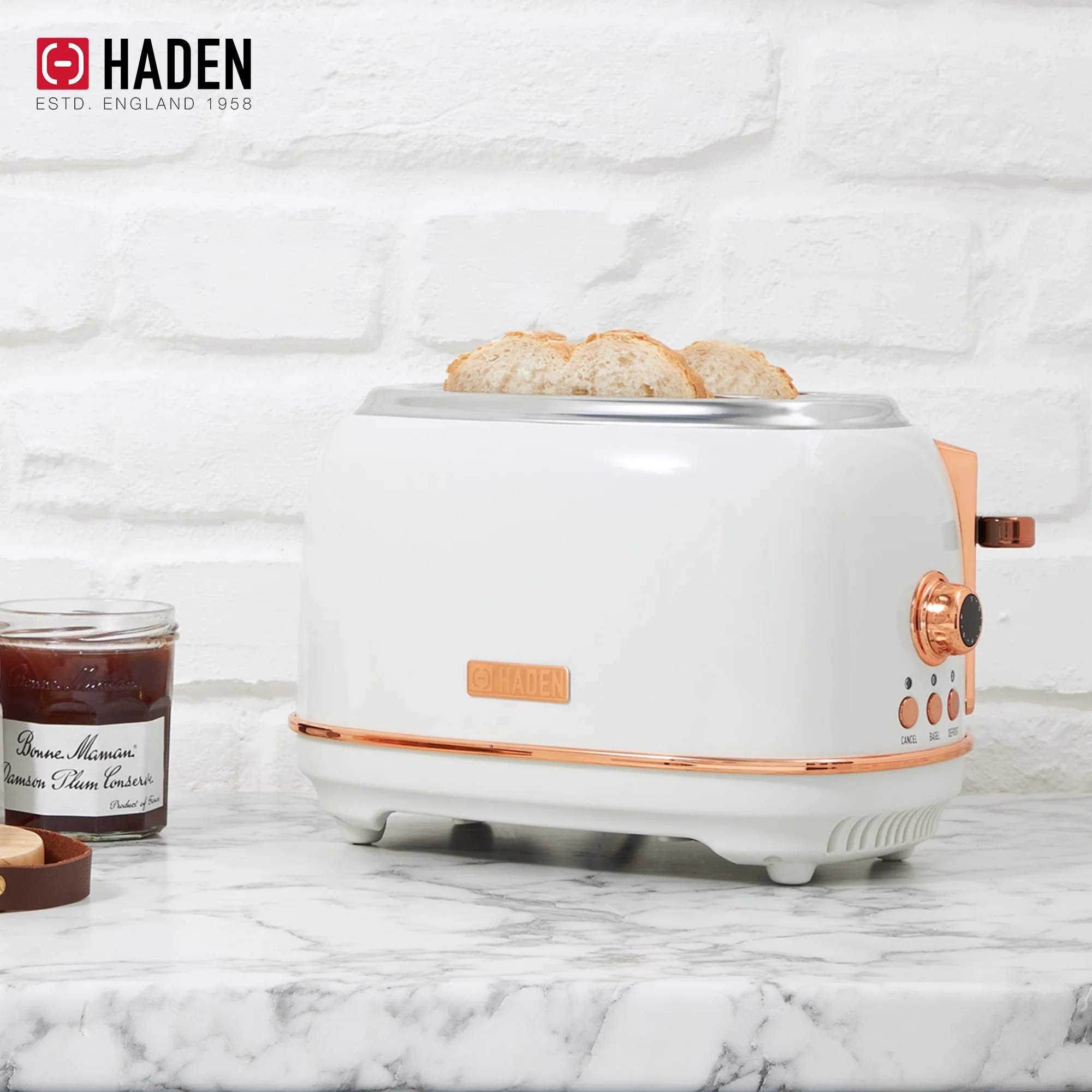 Haden Heritage 1.7 Liter Electric Kettle with 2 Slice Bread Toaster, White - Image 52