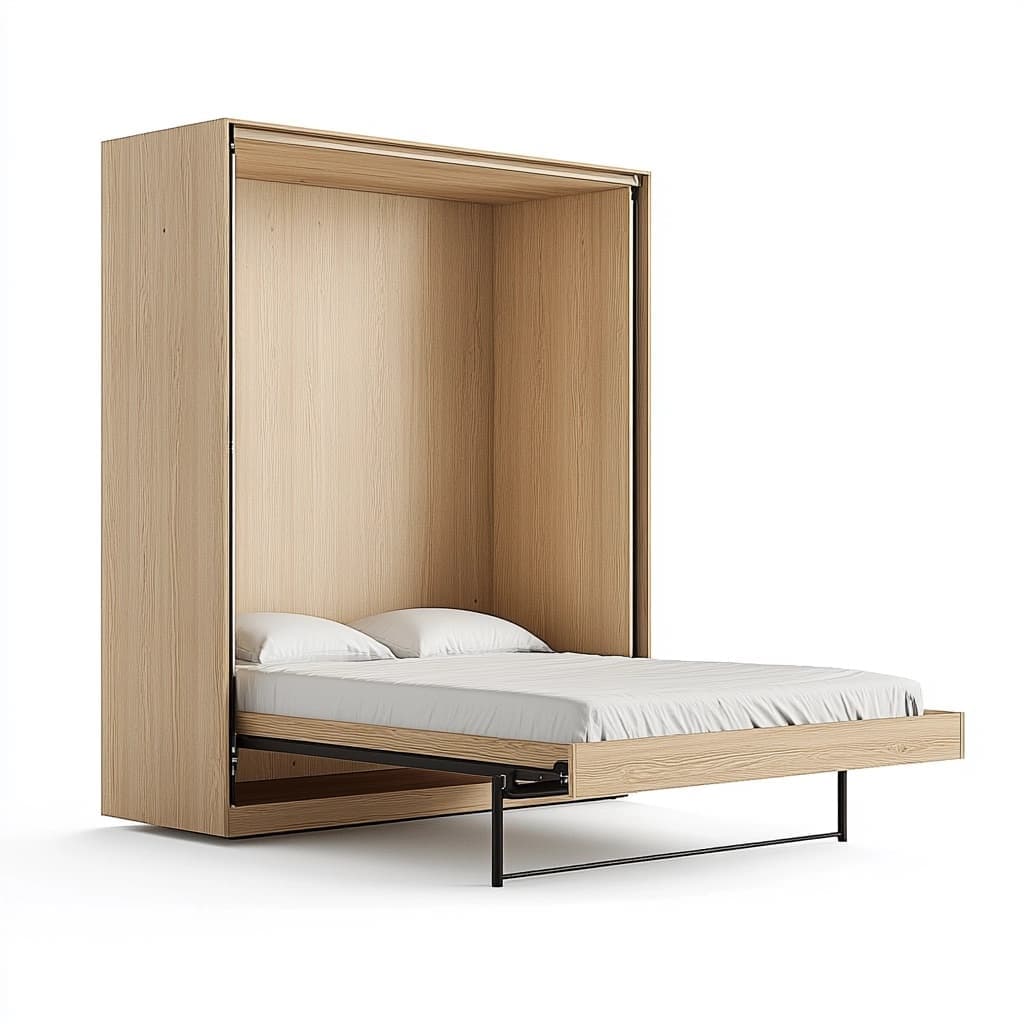 Cama abatible vertical madera roble 200x150x40 cm
