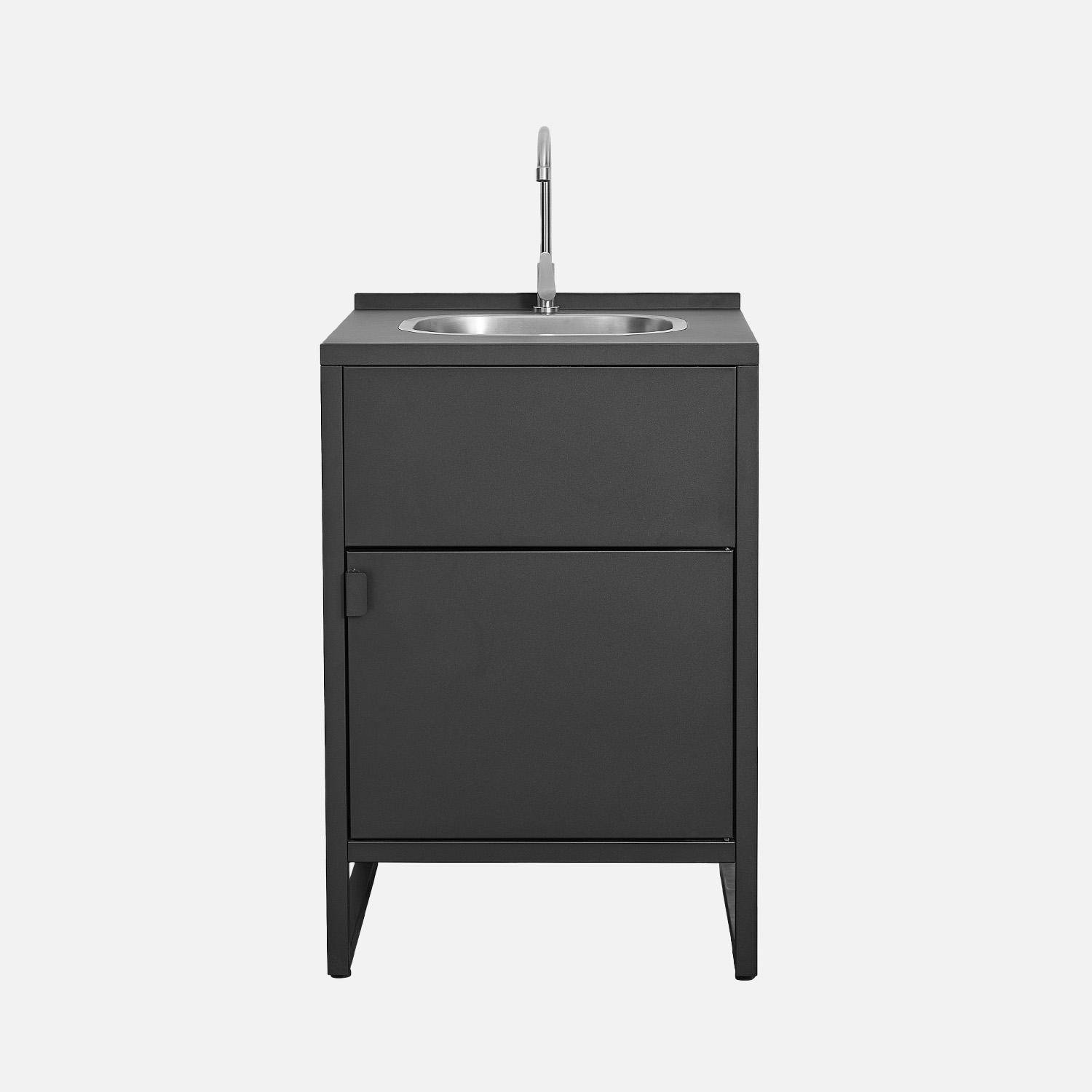 Kea - Cocina exterior de acero con fregadero y 1 puerta, 60cm