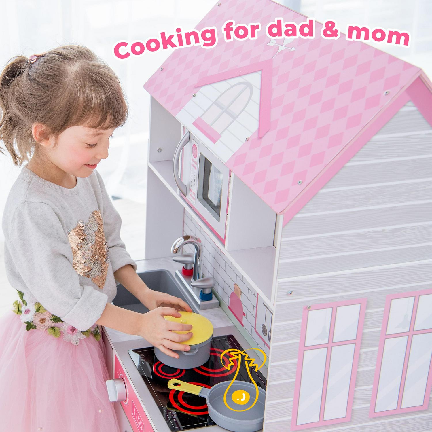 Teamson Kids Wonderland Ariel 2-in-1 Dollhouse/Play Kitchen Set - Image 5