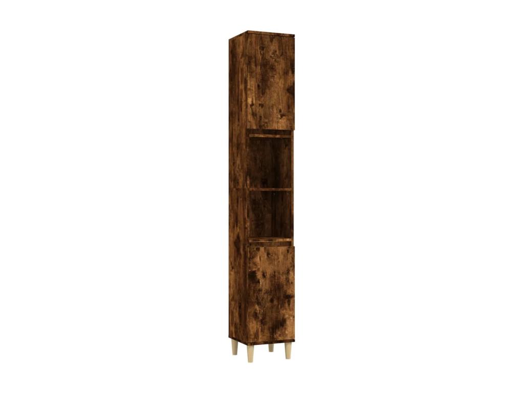 Armario de baño madera contrachapada roble ahumado 30x30x190 cm