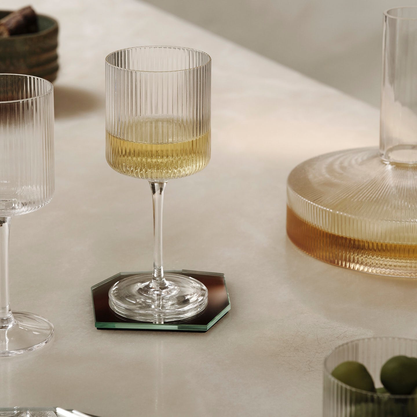 Ferm Living Ripple Witte Wijnglazen Set van 2 - Clear