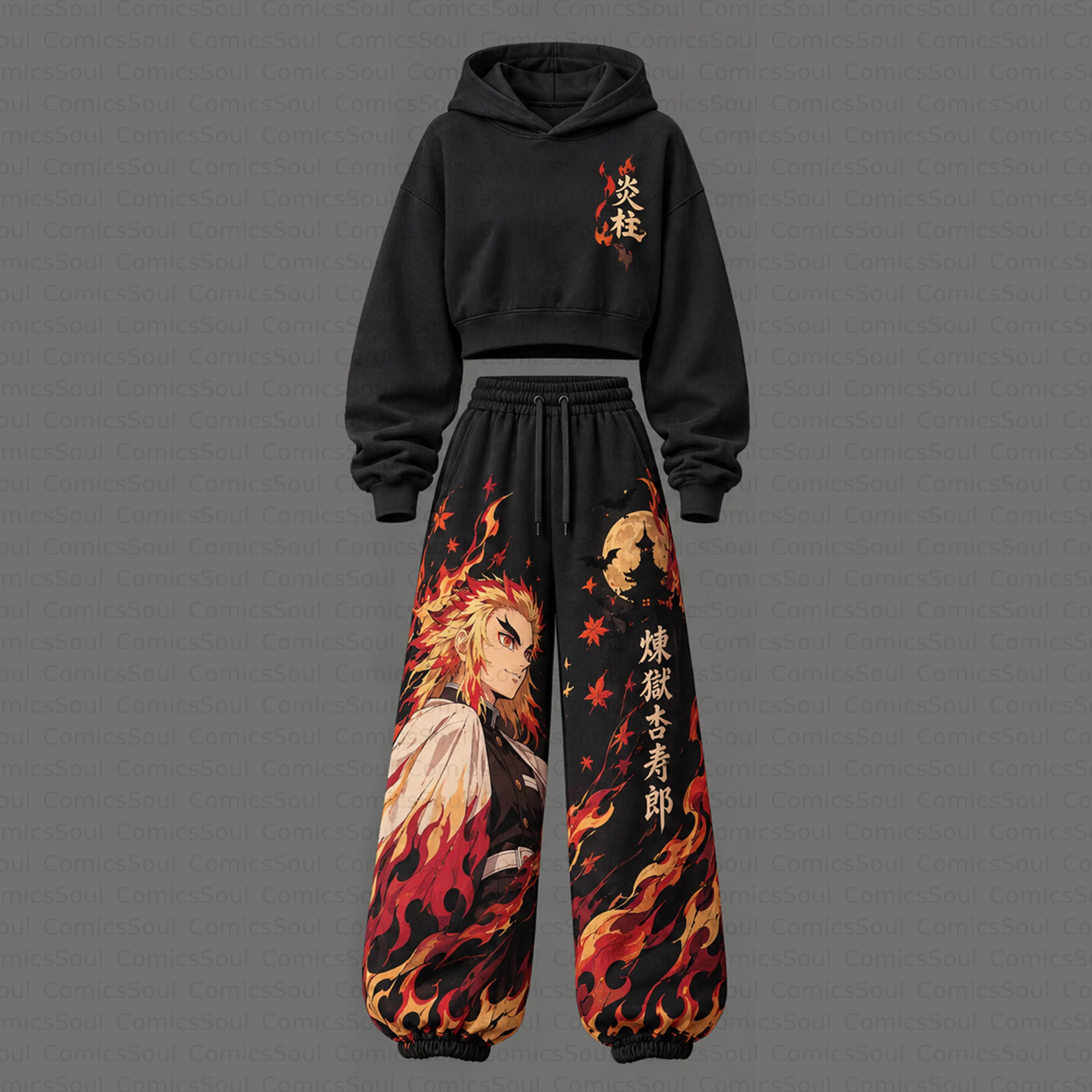Demon Slayer Cropped Long Sleeve Hoodie & High Waist Jogger Pants Two Piece TeeThreads Sustain the Scene with Custom Apparel
