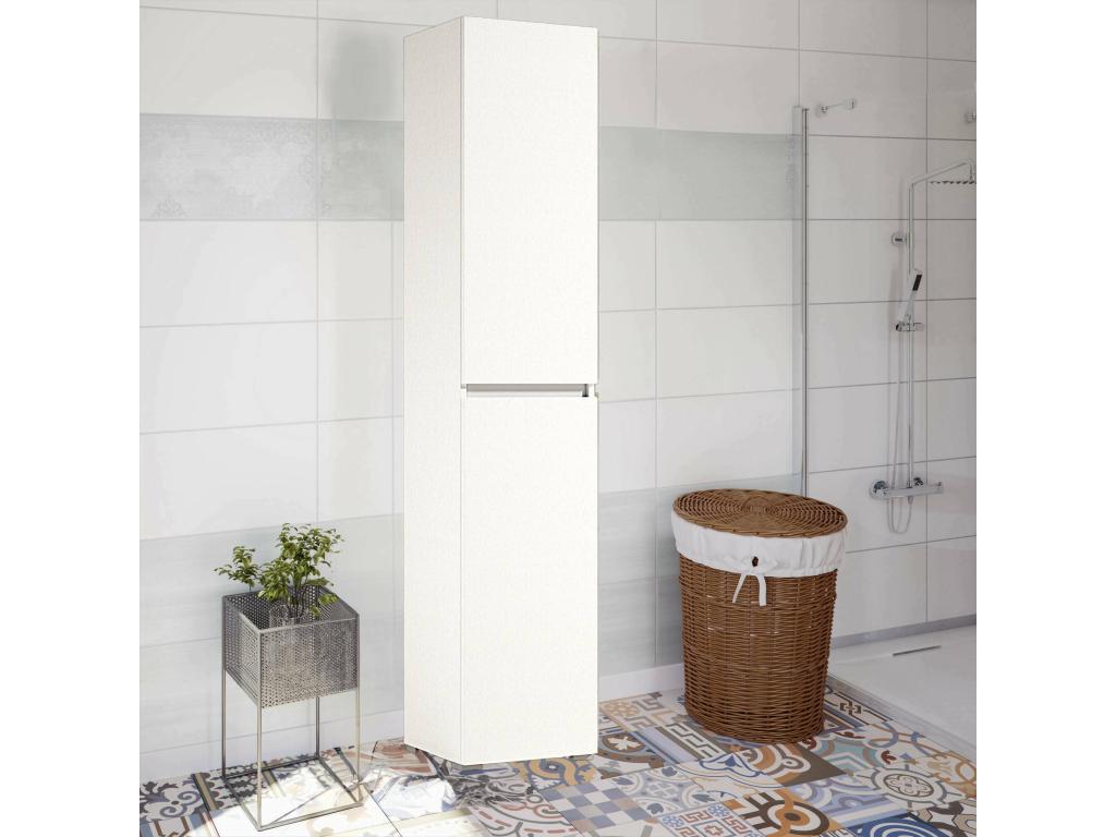 Armario multiusos de abedul con 2 puertas - Zapatero con estantes regulables - Zapatero con 2 puertas - 100 por ciento Made in Italy - 45x37h195 cm - Blanco