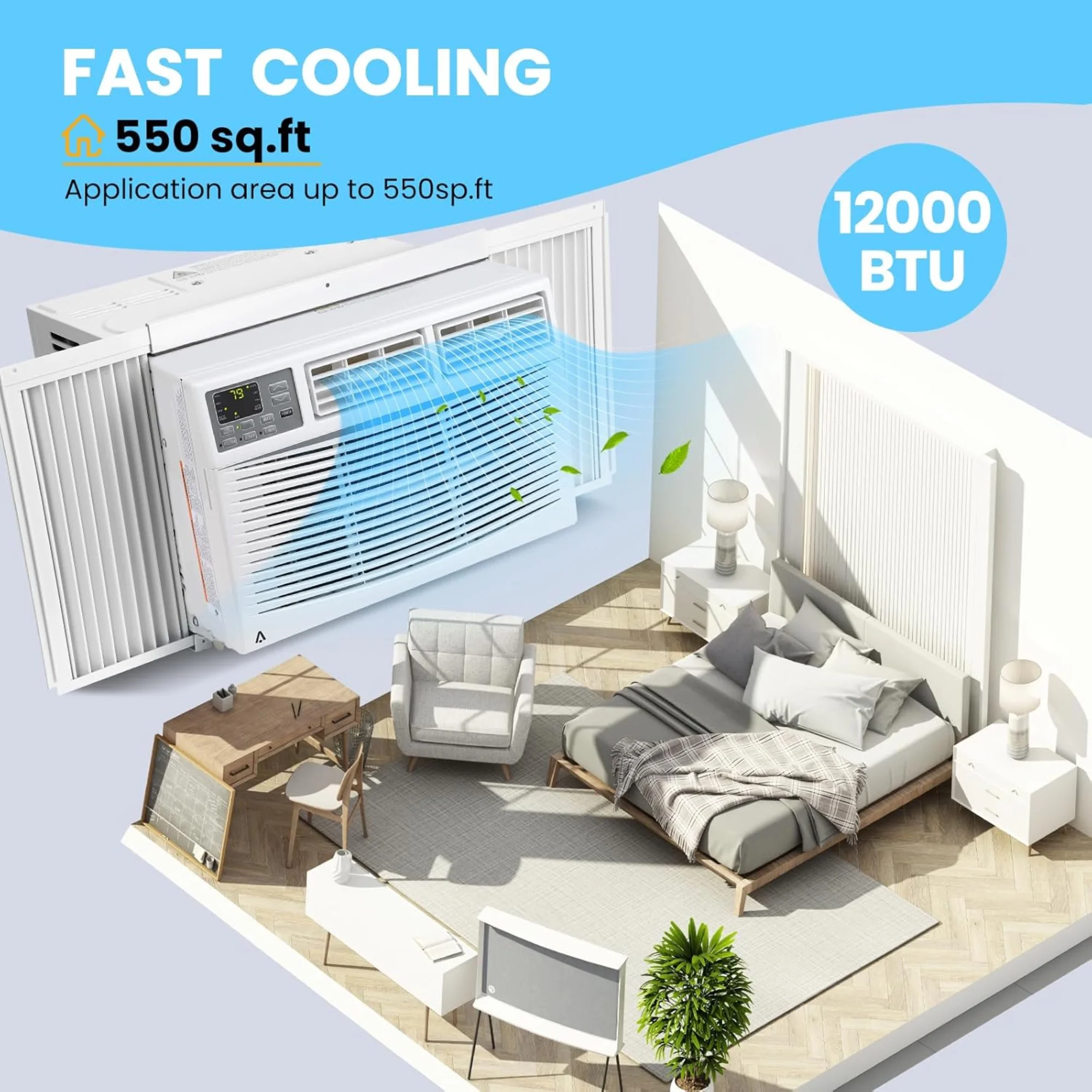 Garvee 5000 BTU Window Air Conditioner,Fast Cooling for Rooms up to 150 Sq. ft,Window Ac Unit with 7 Level Temperature Setting,White - Image 22