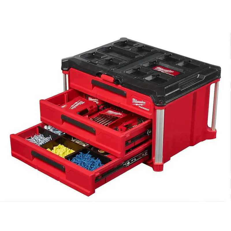 Milwaukee PACKOUT 3-Drawer Rolling Tool Box, 50 lbs Capacity - 48-22-8443 - Image 7 Milwaukee PACKOUT 3-Drawer Rolling Tool Box, 50 lbs Capacity - 48-22-8443 - Image 7