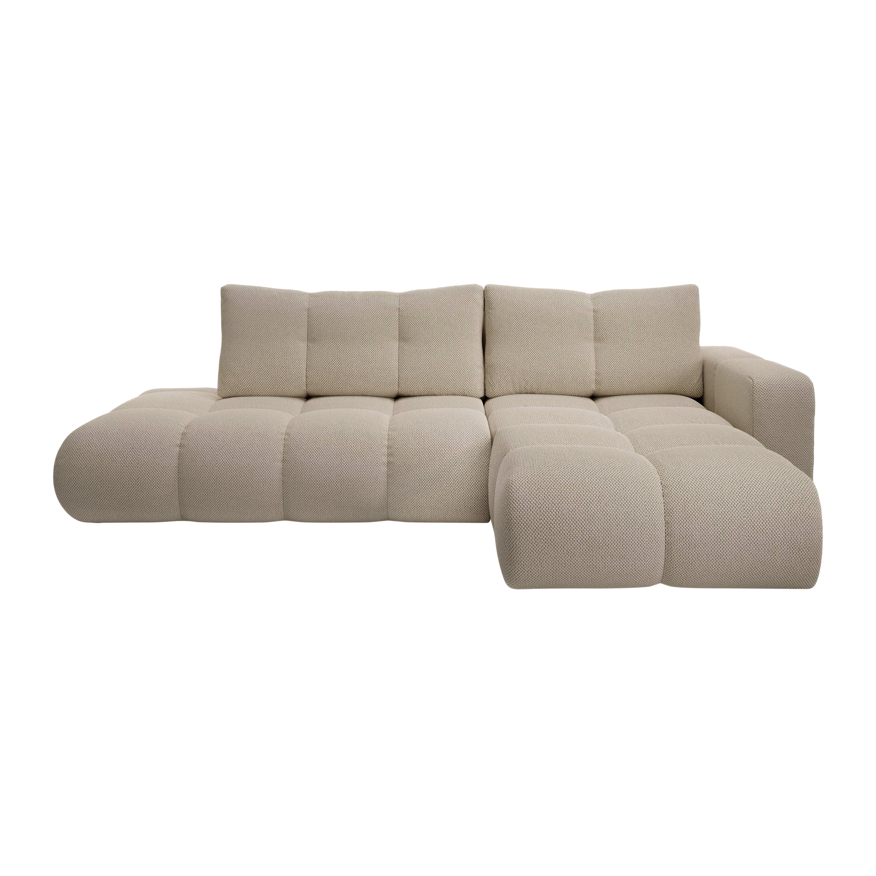 Blokker Charme Hoekbank Rechts met Slaapfunctie - Weefstof - Beige