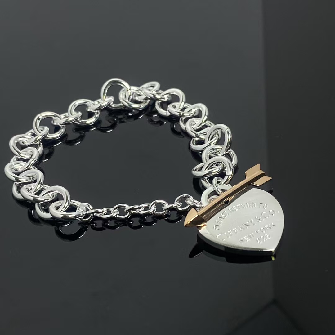 Tiffany Arrow Lovestruck Heart Tag Charm Chain Bracelet - Original Replica Club