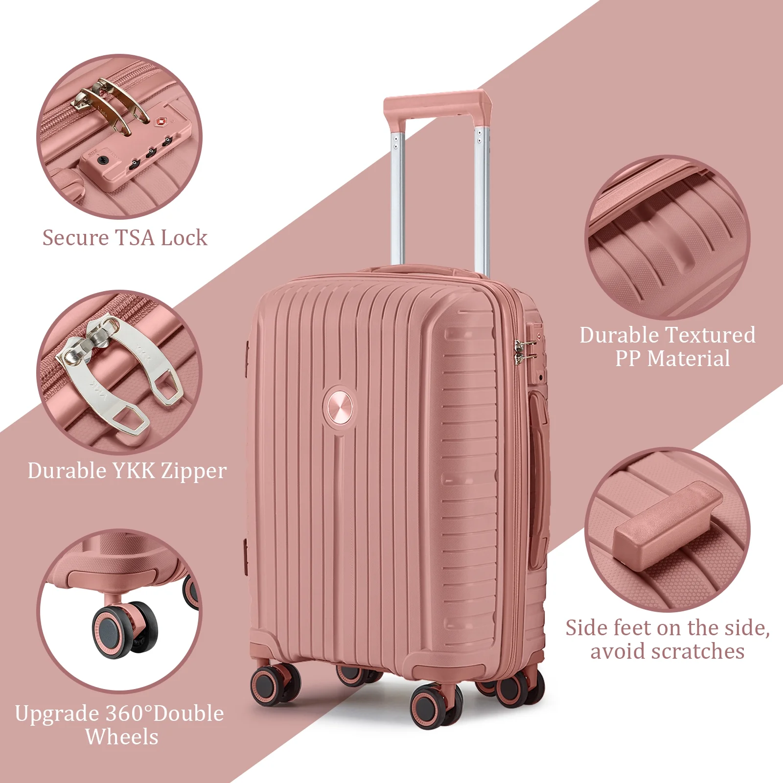 Joyway 5 Piece Luggage Sets Hardshell Lightweight Suitcase with TSA Lock Spinner Wheels-Orange - Image 25