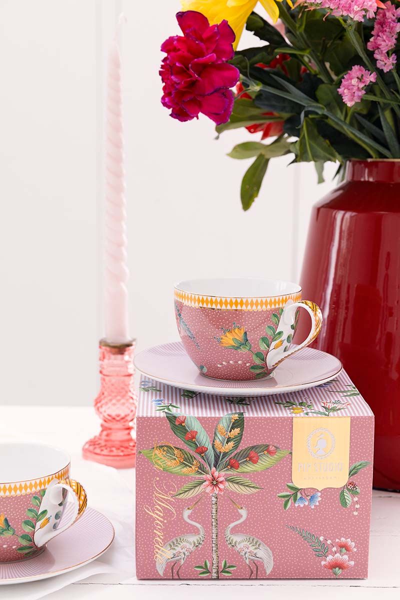 Set/2 Cups & Saucers La Majorelle Pink
