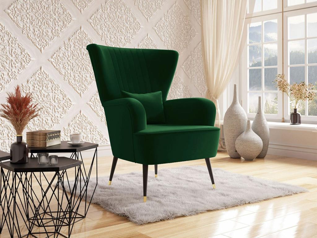 Sillón Joliven 111 Verde 103x82x85cm Tapiz Patas
