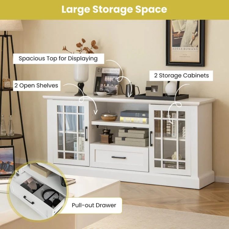 TV Stand for TVs up to 70 with Glass Doors Cubbies and Drawer - Image 9
