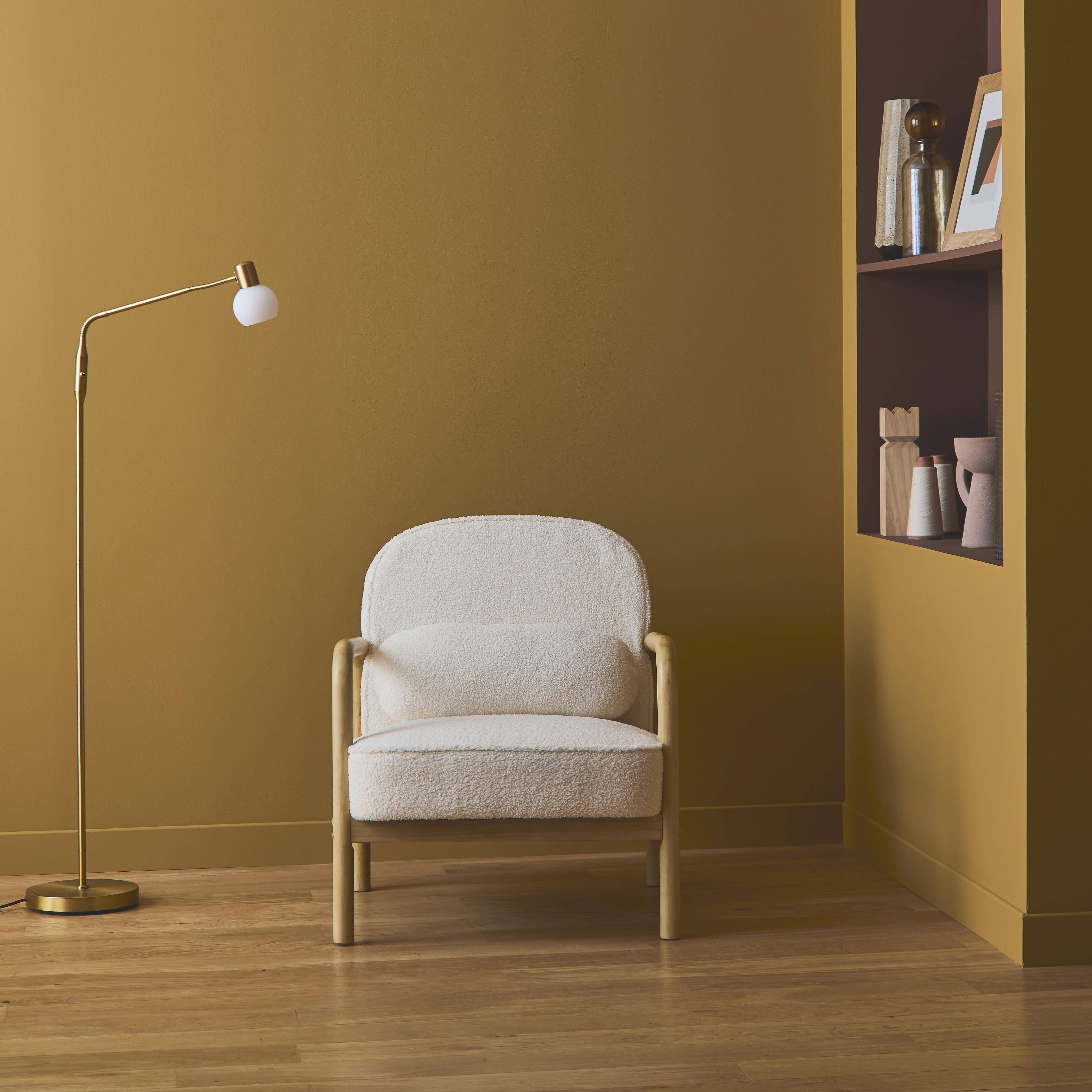 Amelie borreguito - Sillón escandinavo de madera de hevea y borreguito