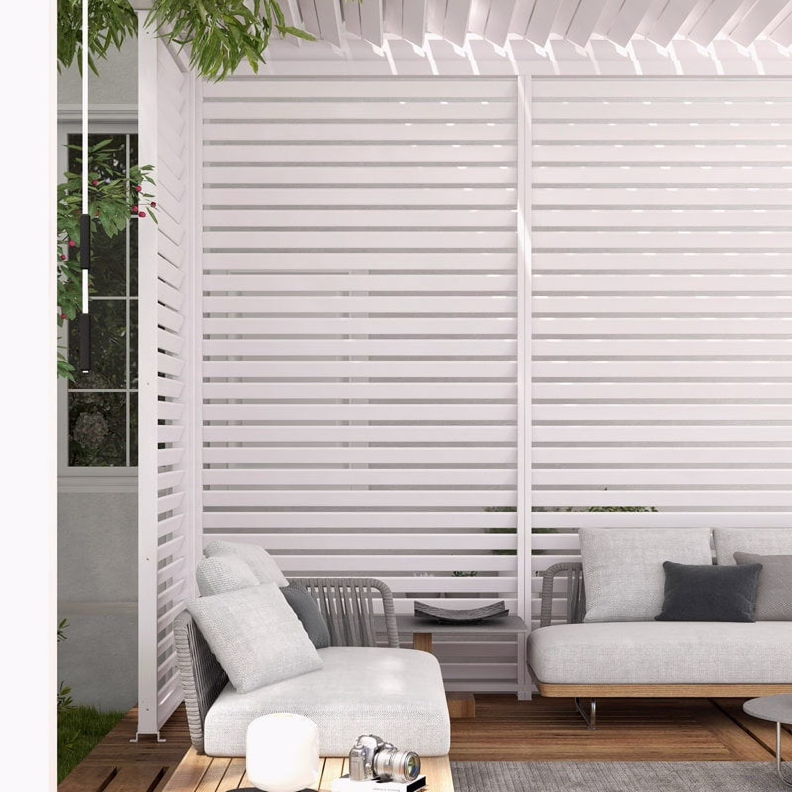 Mirador 10'x10' 111S Outdoor Pergola Accessories-Aluminum Fixed Shutter Wall, Dark Gray - Image 3