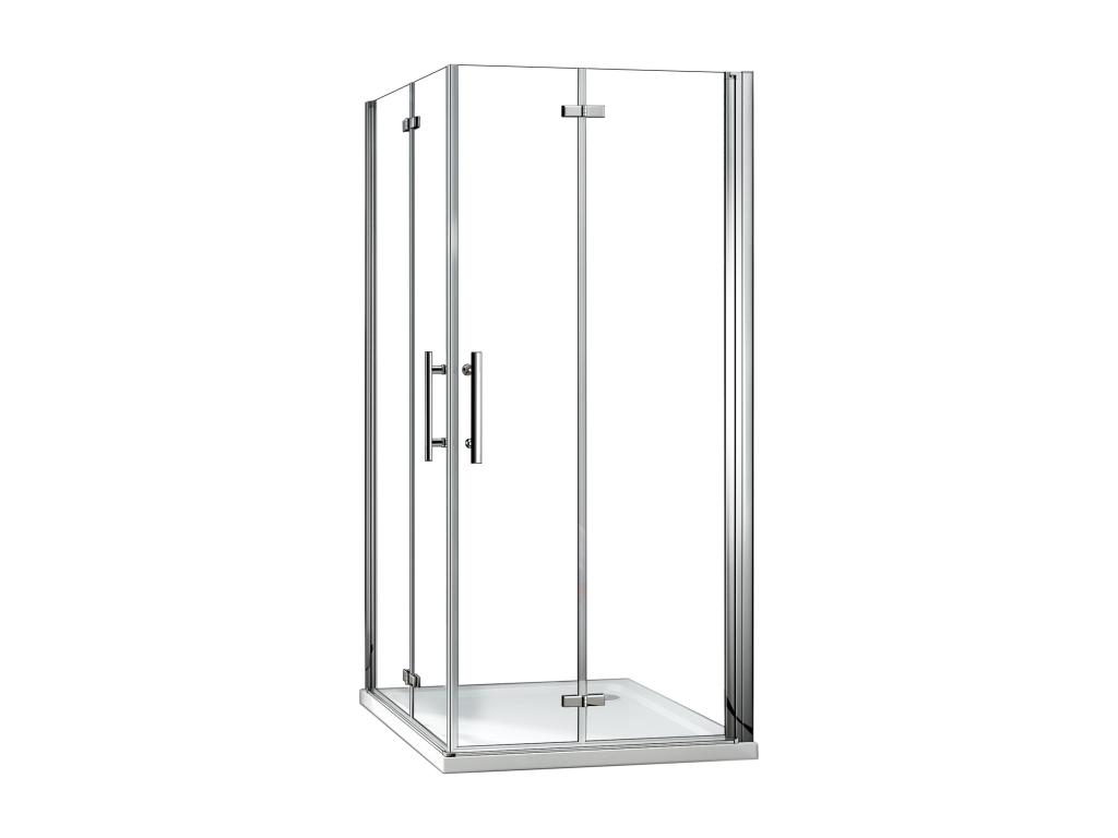 Mampara de ducha cuadrada plegable 6mm antical,760x760x1850mm+plato de ducha 76x76x3cm