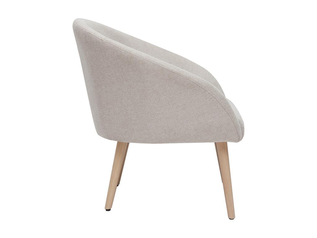 Sillón tejido efecto aterciopelado texturizado beige con patas de madera Confortzx