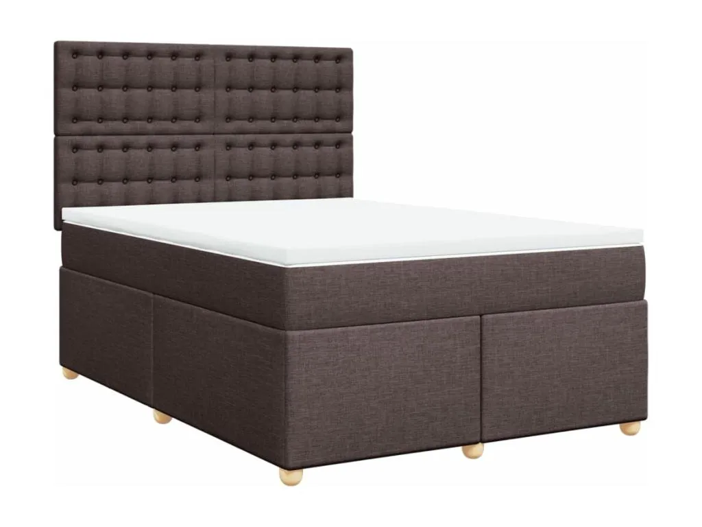 Cama box spring con colchón tela marrón oscuro 140x200 cm wjb3522311