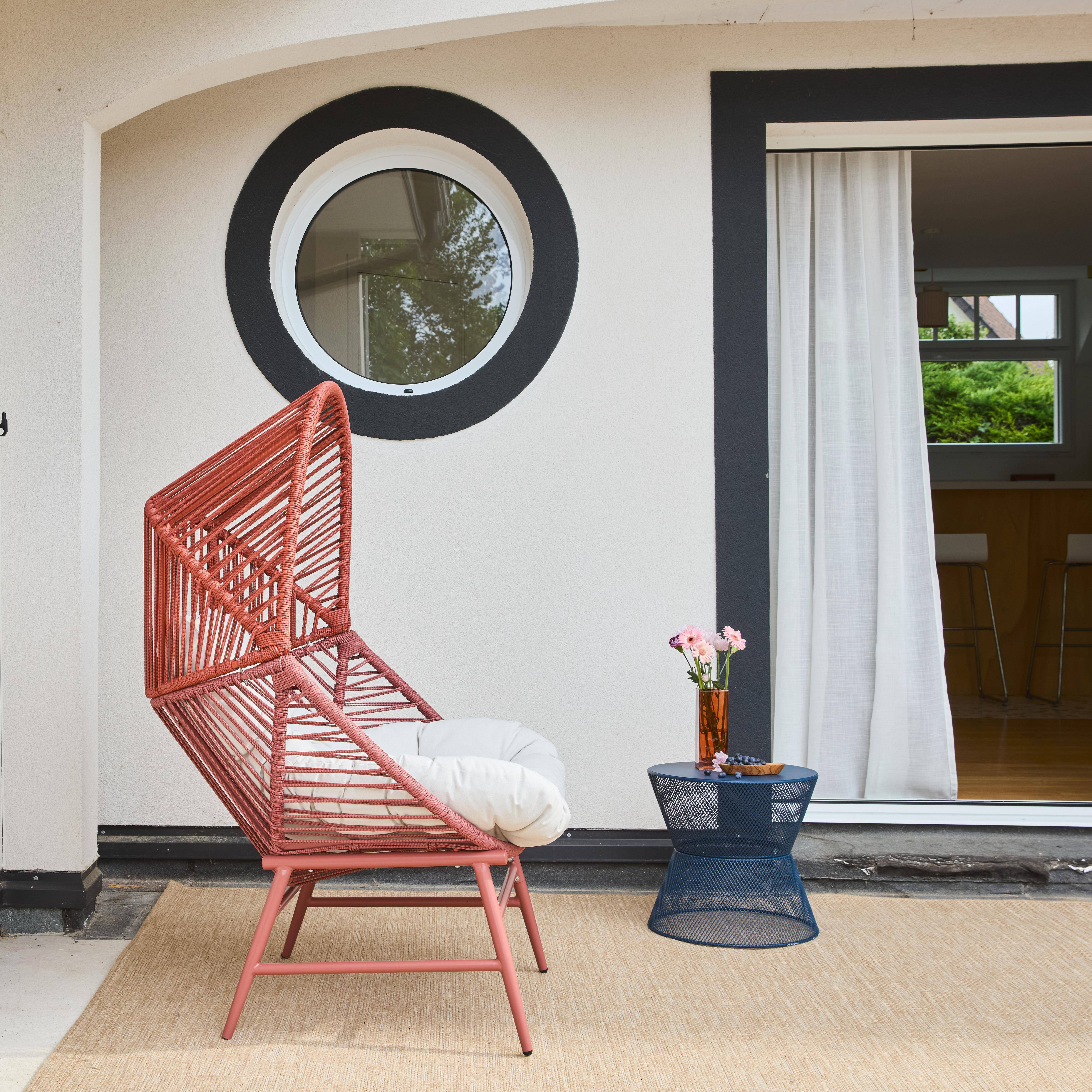 Ovoa - Sillón huevo de jardín de acero y resina trenzada