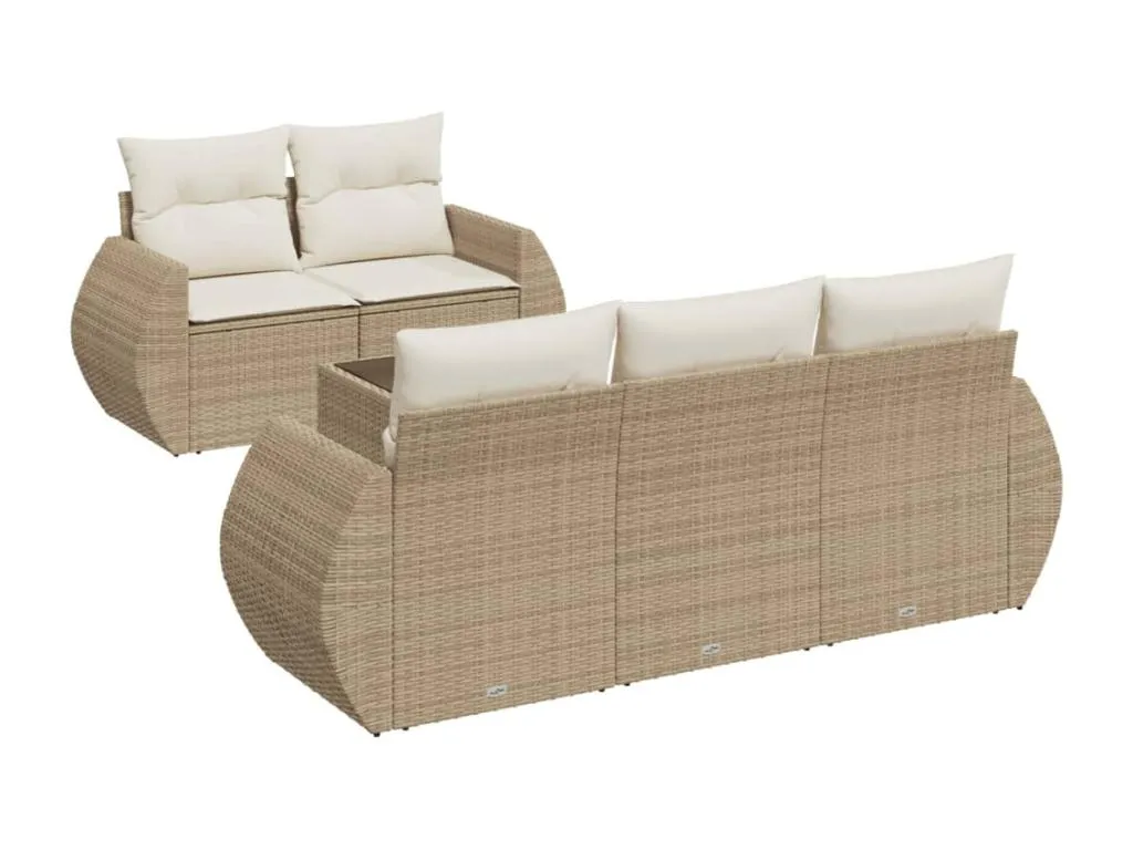 Juego de sofás jardín con cojines 6 piezas ratán sintético beige VMZG41018