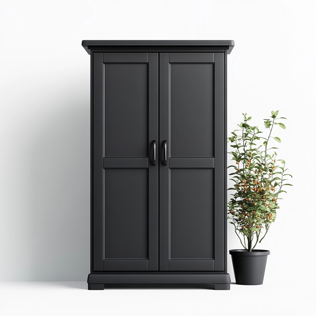 Almacenamiento exterior jardín 83x40x92 cm madera negro organización armario CY8574854