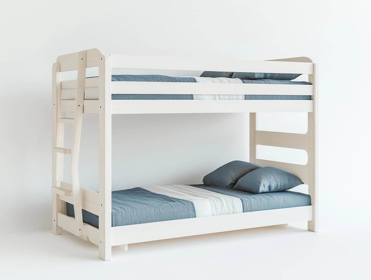 Litera de Madera Maciza Blanca con Colchones 200x90 cm