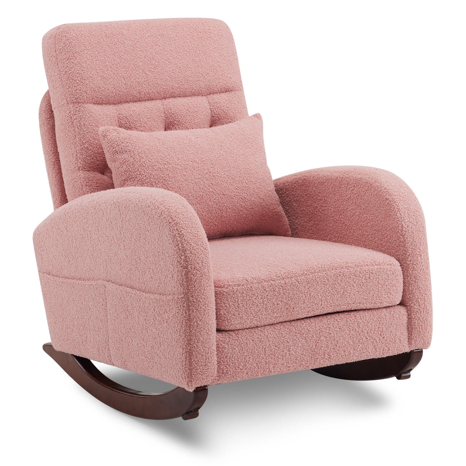 Ktaxon Rocking Accent Chair Glider Reading Chair Comfy Teddy Velvet Upholstered Single Sofa Rocker for Living Room, Nursery, Bedroom Beige - Image 65